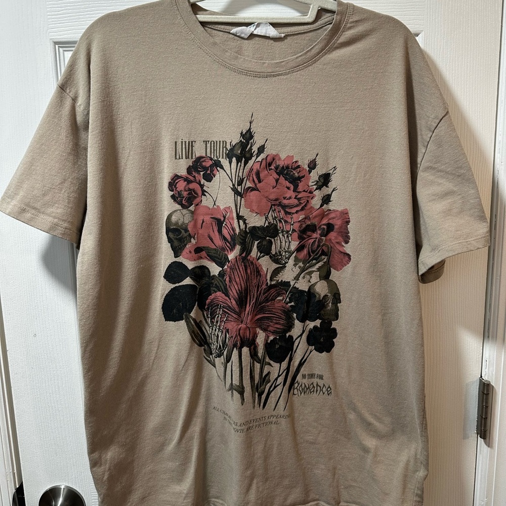 Floral Graphic Beige T-Shirt